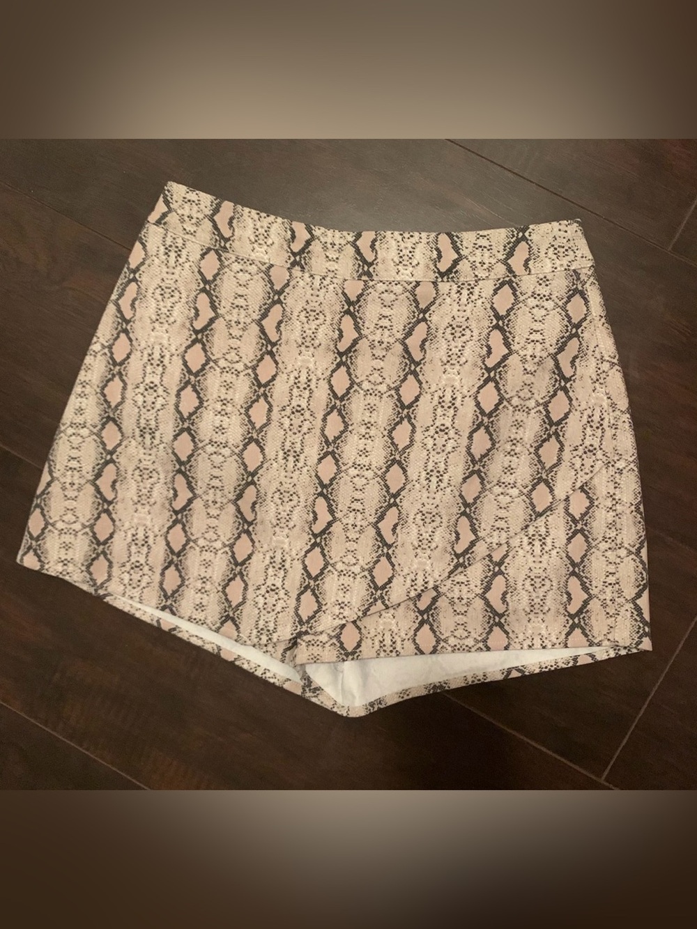 Le Lis Snake-Print Wrap Skort in Beige and Black